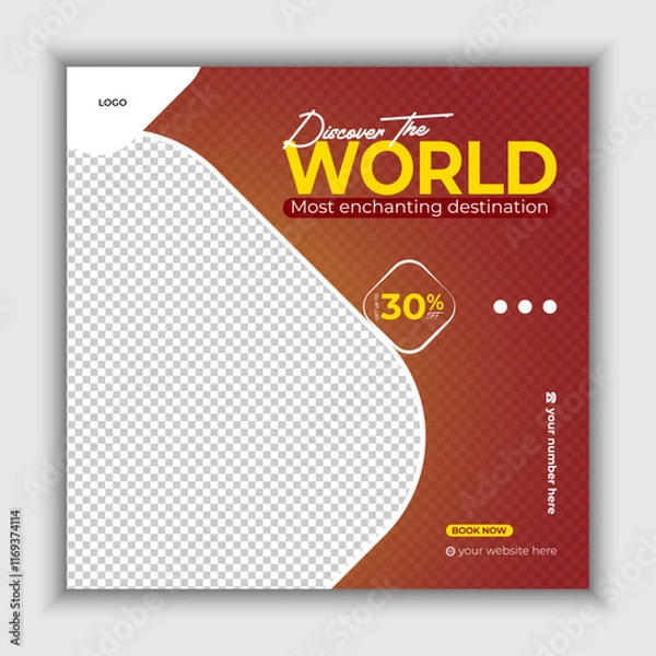 Obraz Traveling world social media post banner template design