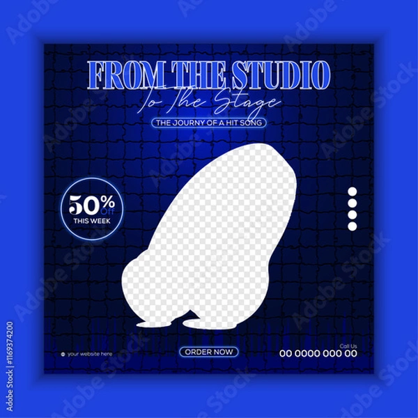 Obraz Headphone social media post and product post banner design template with stylish shape, effect, background.