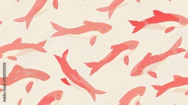 Obraz salmon pattern seamless wallpaper