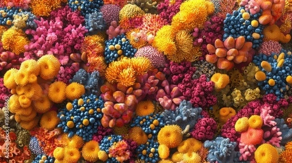 Fototapeta Vibrant coral patterns in marine ecosystems underwater habitat nature close-up colorful biodiversity