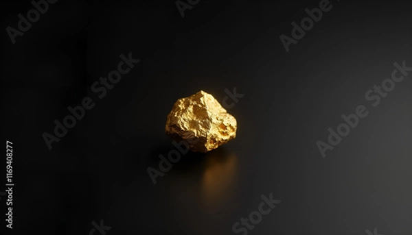 Fototapeta Shiny gold nugget on a black background symbolizing investments in gold

