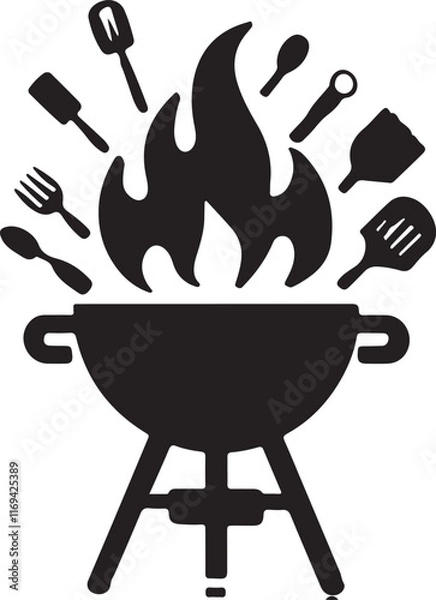 Obraz BBQ icon silhouette vector with white background 
