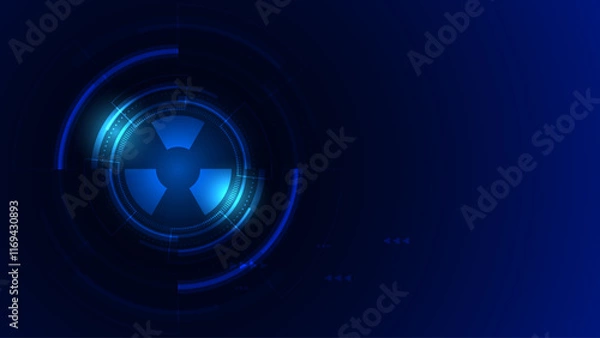 Obraz A dark blue digital background with glowing circular elements and futuristic geometric patterns, creating a tech-inspired atmosphere.