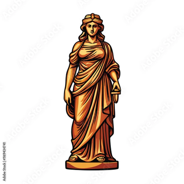 Fototapeta Create a detailed vector illustration of the Statue of Liberty, featuring a golden color palette and a classic style.