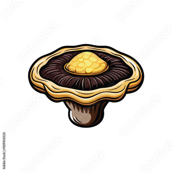 Obraz A detailed vector illustration of a poison pie mushroom with a 'P' on it, in cartoon style.