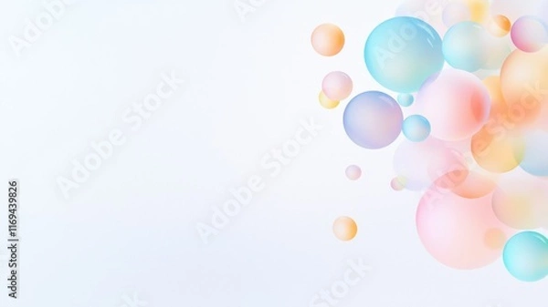 Fototapeta Colorful abstract bubbles floating minimalistic design graphic art digital environment creative concept