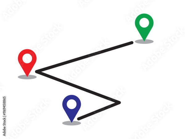 Fototapeta Map route icon. Gps path symbol. Travel signs. Roadmap symbols. start and finish icons. Vector isolated sign.