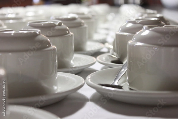 Obraz a ground perspective of teacups in rows