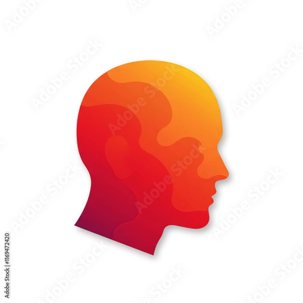 Fototapeta Gradient Abstract Human Head Silhouette with Layered Design on Transparent Background