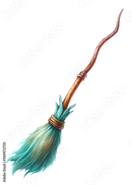 Obraz Magical broomstick design, whimsical art style, fantasy theme, vibrant colors, enchanting illustration, creative concept.
