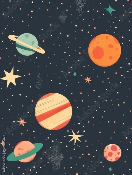 Fototapeta Celestial bodies in space colorful digital artwork cosmic environment