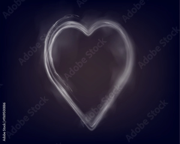 Fototapeta Transparent smoke heart shape with a soft, ethereal design, perfect for love and romantic themes.
