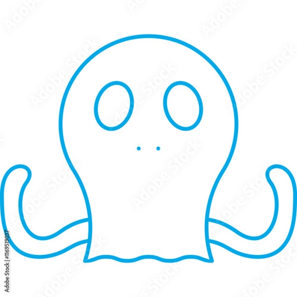 Obraz Octopus Face icon single vector illustration