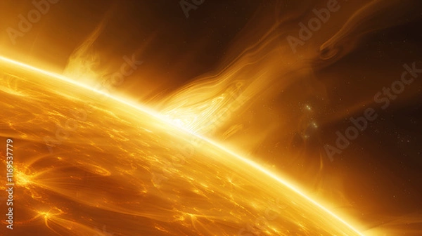 Fototapeta Close up of a sun with a yellowish orange glow
