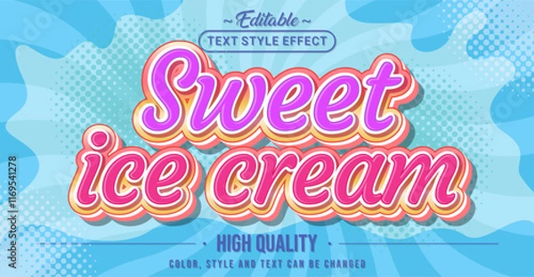Obraz Editable text style effect - Sweet Ice Cream text style theme.