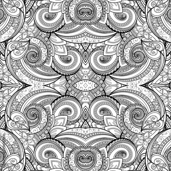 Obraz Vector Seamless Abstract Black and White Tribal Pattern