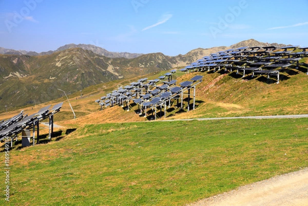 Obraz Solar panels on the Wildkogel mountain. Austrian Alps, Europe.