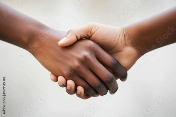 Fototapeta Closeup two african people holding hands