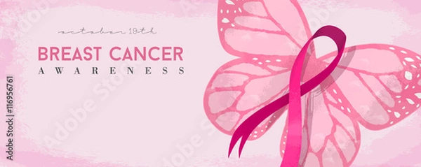 Obraz Transparent świadomości raka piersi z różowym motylem