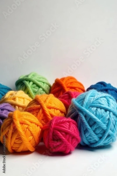 Obraz Multicolored wool balls, assorted sizes, studio shot, art, handmade, assorted