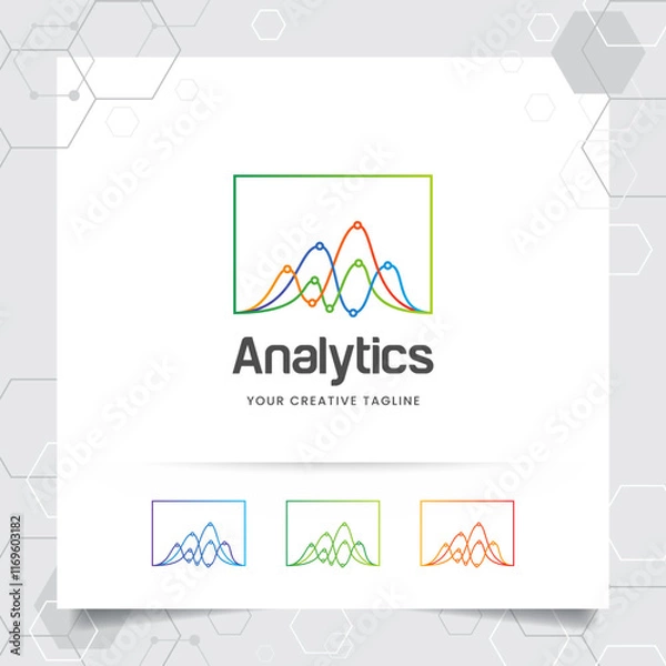 Obraz Business finance logo design with arrow vector and statistic symbol for investment ,data analyst ,financial company.