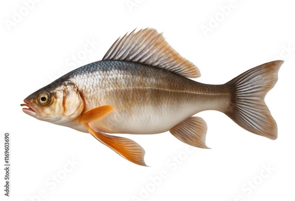 Fototapeta Side view of a real fish isolated on transparent background