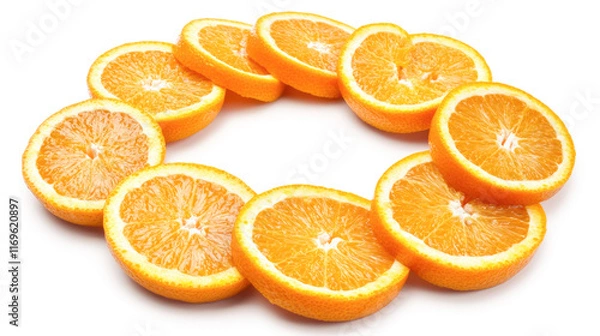 Fototapeta Circular arrangement of fresh orange slices with vibrant color and juicy texture
