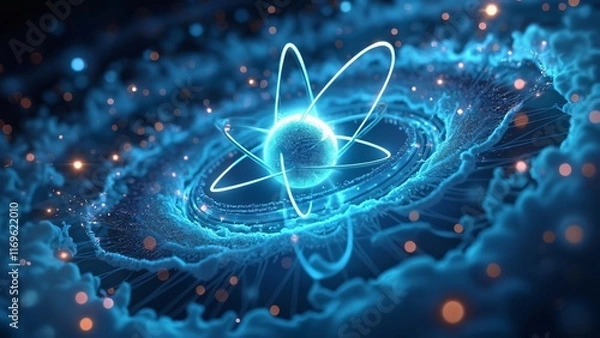 Obraz Abstract Atom Energy Quantum Physics Concept 3D Render
