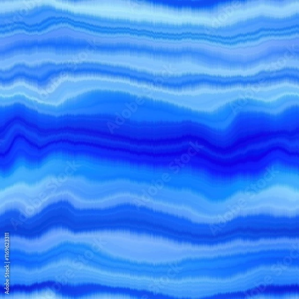 Obraz Modern summer striped blur wash seamless pattern background for trendy beach wear and coastal living designs. Repeatable alcohol ink bleed effect in blue white indigo colors