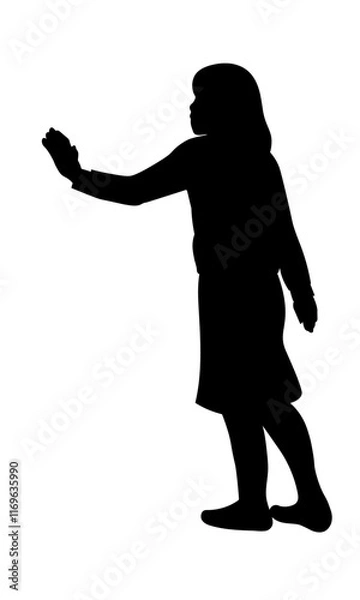 Obraz 横向きで手を伸ばす女性の全身シルエット