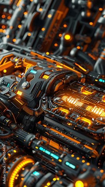 Fototapeta Mechanical Structure with Complex Components