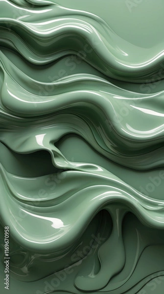 Fototapeta Melting Liquid Design with Smooth Blended Waves in Two Harmonious Colors for a Stylish and Eye-Catching Background. Forest Green and Sage