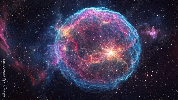 Fototapeta Stunning Cosmic Nebula with Vibrant Colors in Outer Space