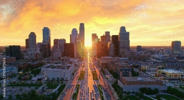 Obraz Cityscape at Sunset.