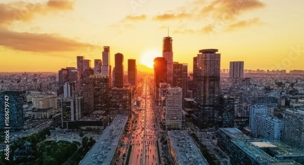 Obraz Cityscape at Sunset.