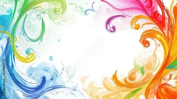 Fototapeta   Multicolored abstract background with swirls on white background, allowing space for text placement