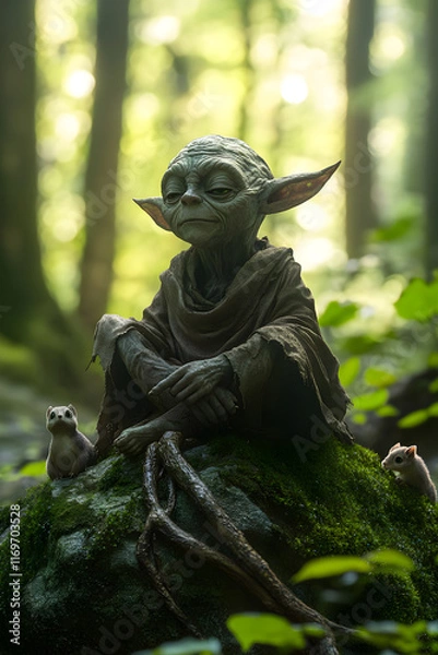 Fototapeta Enchanted Woodland Goblin: Mischief in Moss-Covered Mysteries