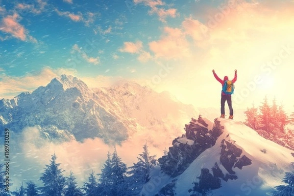 Obraz couple in winter mountains