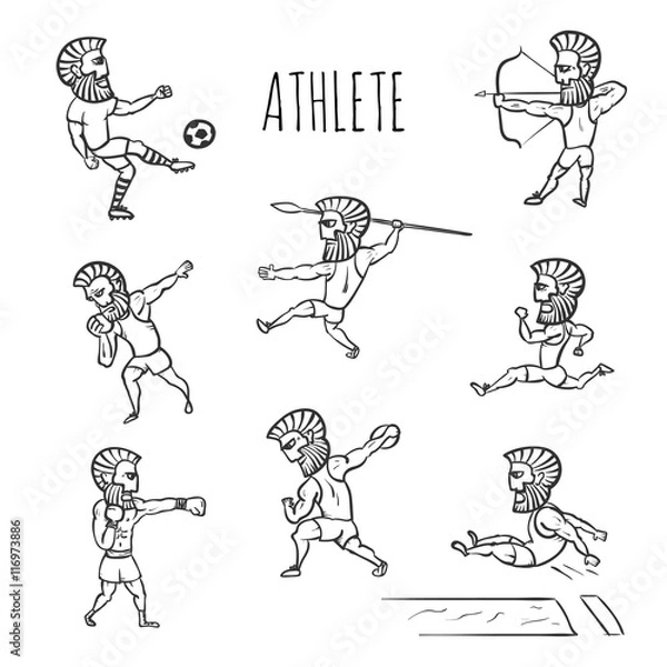 Obraz Athlete hand drawn set