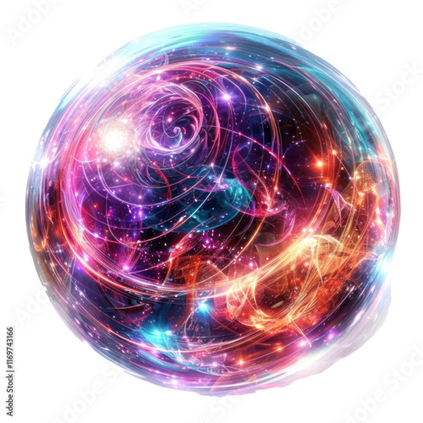Obraz Cosmic crystal orb with swirling lights: magical design, fantasy artifact, glowing sphere.