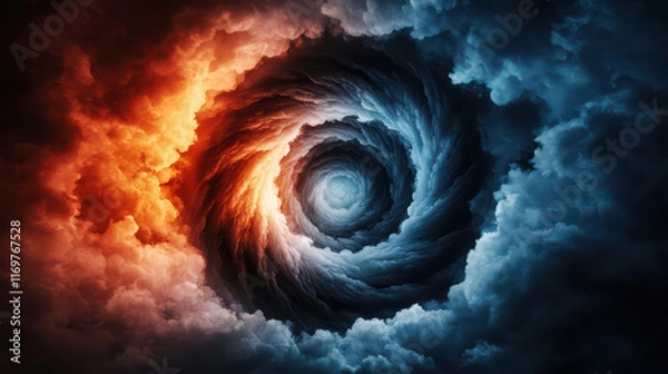 Fototapeta Swirling clouds in vibrant colors create dramatic vortex