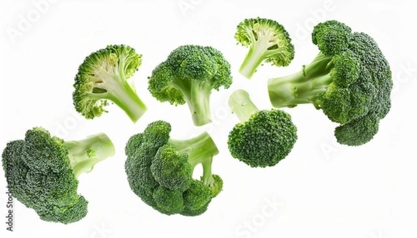 Fototapeta falling broccoli isolated on white or transparent