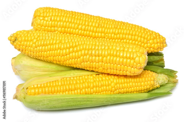 Obraz Fresh corn cob isolated on white background