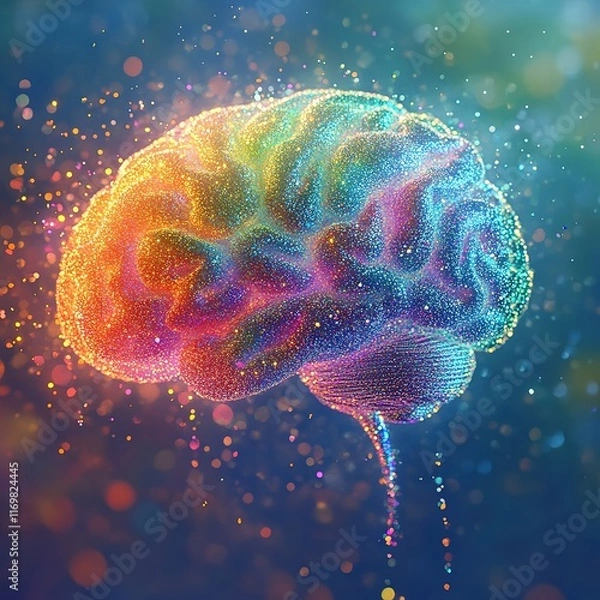 Fototapeta Creative visualization of the brain digital art abstract concept colorful environment close-up perspective