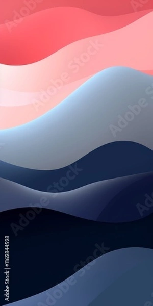 Fototapeta Abstract waves of color, transitioning from pink and coral to deep blues.  A gradient of calming hues.