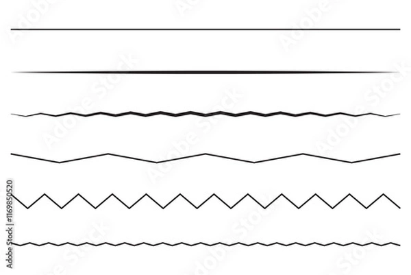Obraz Black white lines. Zigzag pattern symbols. Geometric border designs. Minimalist vector shapes.