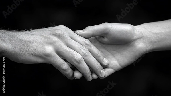 Obraz Two hands clasped together in gentle support and care
