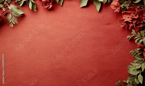 Fototapeta A floral arrangement on a textured red background for design use.