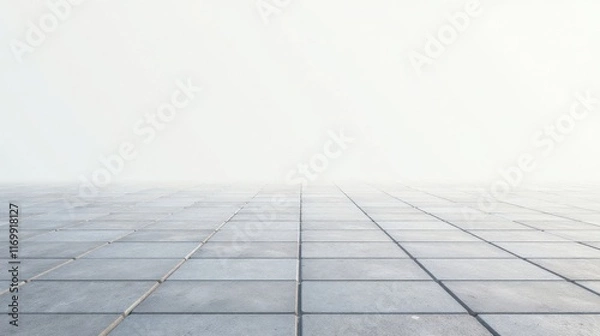 Fototapeta Empty paved area in morning mist, perfect backdrop for product display