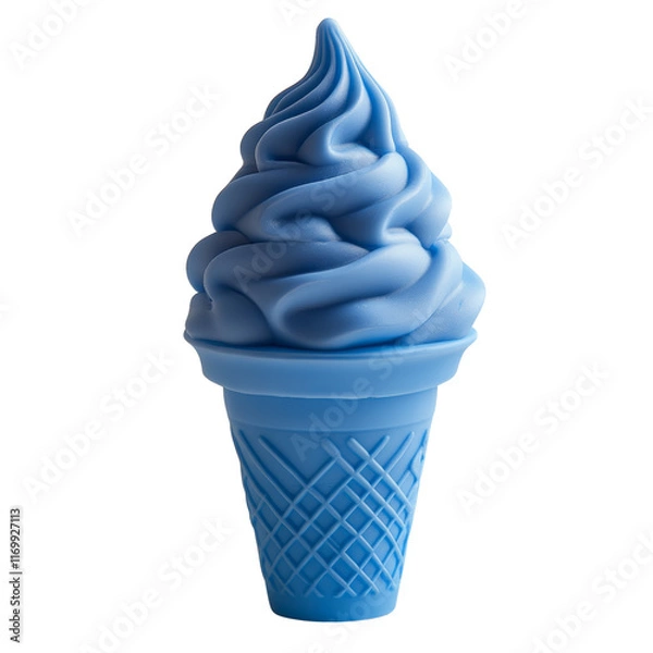 Fototapeta Delicious blue soft serve ice cream cone.